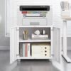 Metal Printer Stand With Storage Mobile Printer Tables For Small Spaces With Door Adjustable Shelf File Cabinet On Wheels For Home Office - White - Image 18