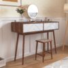 Rustic Entryway Console Table With Carved Panel Drawers And Wood Legs - Natural - Image 6