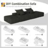 Modern Oversized Modular Sectional Sofa With 2 Ottoman And 2 Seat, Sparkling Chenille Fabric Soft Cushion Sofa With 4 Pillows, 4 Pieces Diy Combination Tufted Sofa, No Assembly Required - Black - Image 16