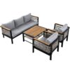 4 Pieces Outdoor Sectional Sofa Set 5 Person Patio Seating Group Outdoor Conversation Set With Cushions And A Coffee Table For Patios, Gardens, Or Balcony - Gray - Image 21