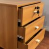 3 Drawer Nightstand Locking Top Drawer Metal Drawer Glides Metal Bar Handles - Light Cherry - Image 2