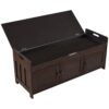Storage Bench With 3 Shutter-Shaped Doors, Shoe Bench With Removable Cushion And Hidden Storage Space - Espresso - Image 11