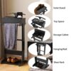 Portable Garment Rack, Clothes Valet Stand With Storage Organizer - Black - Image 6
