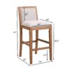 Bar Stools (Set of 2), Rubber Wood Frame, Retro Bar Chairs Suitable For Kitchen Island - Beige / Wood - Image 3
