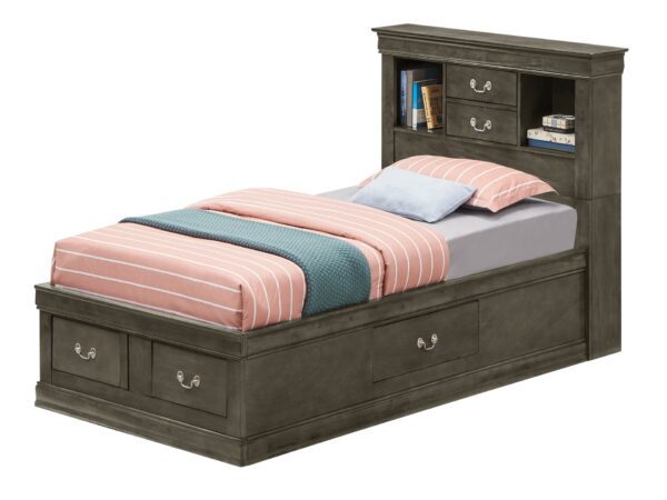 Louis Phillipe - Twin Storage Bed - Gray