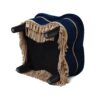 Ellen - Upholstered Clover Ottoman With Gold Bullion Fringe - Navy Blue - Image 4
