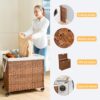 Laundry Hamper With Lid PE Rattan Powder Coating Frame Clothes Hampers With 2 Removable Bags, Wheels, 160L - Brown - Image 9