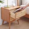Bedside Cabinet, Modern Simple Nightstands North America - Oak - Image 4