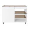 Multi-Functional Storage Island Movable Storage Cabinet Island Vanity Dresser With 3 Side Storage Drawer, A Reversible Top Storage Space And 2 Glass Display Shelves - White - Image 8