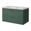 Wall Mounted Bathroom Vanity With Resin Sink, Floating Bathroom Storage Cabinet With 2 Drawers, Bathroom Cabinet - Green - Image 10