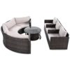 9 Pieces Outdoor Half-Moon Patio Sofa Set, Round Sofa Set, Modern Style Sofa - Brown / Beige - Image 7