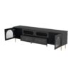 Retro TV Stand, Entertainment Center Media Console Cabinet With 6 Metal Legs, 2 Cabinets, 4 Drawers And Anti-Tip Device For Living Room, Up To 85" - Black - Image 9
