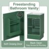 18" Bathroom Vanity With Sink, & Ceramic Cabinet With Adjustable Shelf - Green - Image 5