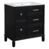 Bathroom Vanity With Ceramic Sink, Flip Out Drawer Design For Plumbing, Soft Close Drawers - Black - Image 13