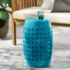 Lilac - Lace Cut Side Table Iron Compact Design - Blue - Image 9