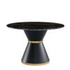 Marble Printed Round Dining Table - Black Columnar Base With Gold Annulus Not Including Chairs - Black - Image 2