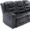 3 Seater Home Theater Recliner Manual Recliner Chair With Two Built-In Cup Holders For Living Room - Black - Image 25