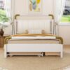 Queen Size Storage Platform Bed, With 2 Big Drawers, Twin Long Size Trundle - White - Image 15