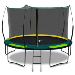 Yc 12Ft Recreational Trampolines With Enclosure For Kids And Adults With Patented Fiberglass Net Poles Pumpkin - Green