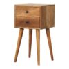 Mini 2 Drawer Nightstand - Oak - Image 4