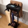 Portable Garment Rack, Clothes Valet Stand With Storage Organizer - Black - Image 2