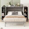 Full Size Murphy Bed With Shelves, Drawers And USB Ports - Gray - Image 17