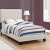 Twin Size Bed, Upholstered, Frame Only, Transitional - Beige - Image 3