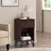 Modern Industrial Tall End Table With Drawer And Shelf - Walnut - Image 2