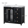 Bathroom Vanity With Two Soft Close Doors, Adjustable Shelves And Three Drawers - Black - Image 9