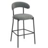 Counter Height Bar Stools Teddy Fabric Cover Kitchen Island Counter Bar Stool With Black Powder Coating Base And Footrest - Gray - Image 3