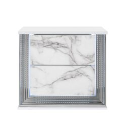 Moon - Marble Nightstand With LED - White