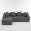 Compression Sofa: Combining Chaise Longue With 3 Seater, Corduroy Fabric, Full Sponge Compression Sofa, Combined Sofa With 4 Pillows For Living / Home Furniture / Apartment - Gray - Image 18