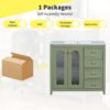 Bathroom Vanity With Two Soft Close Doors, Adjustable Shelves And Three Drawers - Green - Image 11