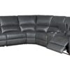 Saul - Leather Aire Power Motion Sectional Sofa With USB Port Cupholder Console - Gray - Image 3