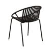 7 Piece Outdoor Modern Dining Set With Stackable Chairs - Black / Teak - Image 8