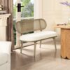 Havana - Cane Upholstered Bench Settee - Ivory White - Image 7
