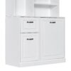 Bathroom Storage Cabinet With Tilt Out Hamper, Tall Free Standing Organizer With Drawers & Adjustable Shelves, Linen Tower With Steel Handles - White - Image 20