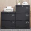 2 Drawer Metal Lateral File Cabinet With Lock, Office Vertical Files Cabinet For Home Office, Locking Metal File Cabinet - Black - Image 16