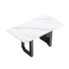 63" Modern Artificial Stone White Straight Edge Black Metal Leg Dining Table - White / Black - Image 5