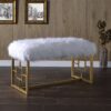 Bagley II - Bench Faux Fur - White / Gold - Image 3