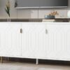 Modern TV Stand With 3 Doors And Adjustable Shelves For Living Room, Fits TVs Up To 70" - White - Image 9