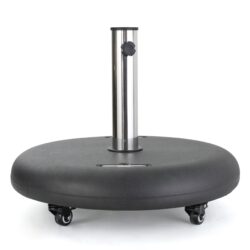 Wheelie - Modern Round Umbrella Base With Stainless Steel Holder - Black