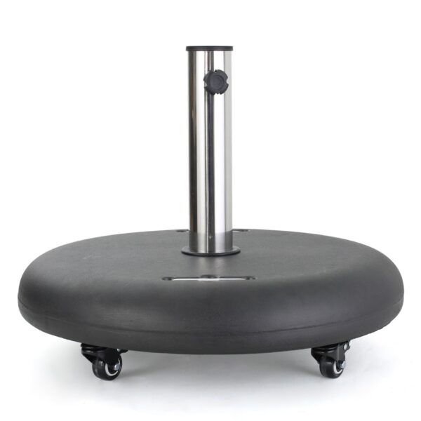 Wheelie - Modern Round Umbrella Base With Stainless Steel Holder - Black