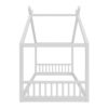 Twin Size Montessori Style House Bed For Kids, Floor Bed Frame With Headboard And Footboard, Fence Bed For Girls, Boys, Slat Not Included - White - Image 6