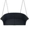 2 Person Hanging Seat, Rattan Woven Swing Chair, Porch Swing With Ropes - Black / White - Image 8