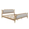 King Size Traditional Style Solid Bed Frame With Upholstered Tufted Headboard, No Box Spring Needed - Walnut - Image 8