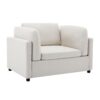 Wide Modern Oversized Armchair With Ottoman Stool, Single Sofa With Lumbar Support, Accent Chair, Reading Chair For Bedroom, Living Room - Cream - Image 12
