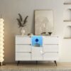 Living Room Sideboard Storage Cabinet With LED Light, Modern Kitchen Unit Cupboard Buffet Wooden Storage Display Cabinet - White - Image 7