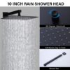 Modern Black Shower Faucet Set Rainfall System With 10" Shower Head And Handheld Combo Stainless Steel - Matte Black - Image 4