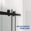 Frameless Shower Door, Double Sliding Shower Door, Clear Tempered Glass Shower Enclosure With Square Rail, Double Side Easy Clean Coat, Finished With Buffer - Matte Black - Image 6